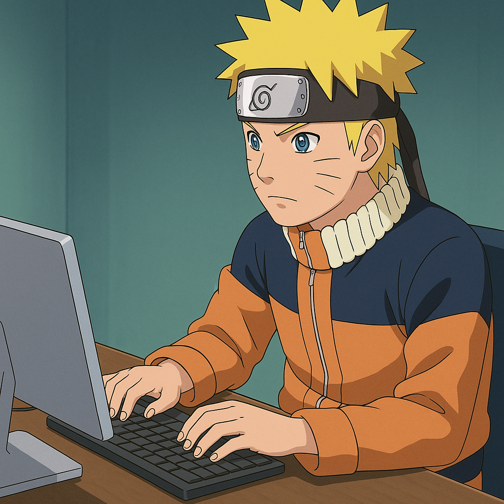 Alex working on computer